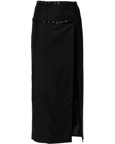AYA MUSE Black Kura Belted Midi Skirt - Women's - Elastane/polyester/polyamide/virgin Wool
