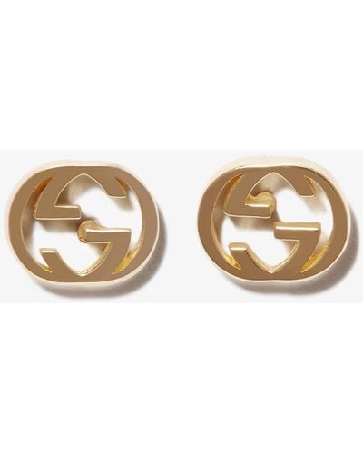 Gucci 18kt Yellow Gold Interlocking G Stud Earrings - Metallic