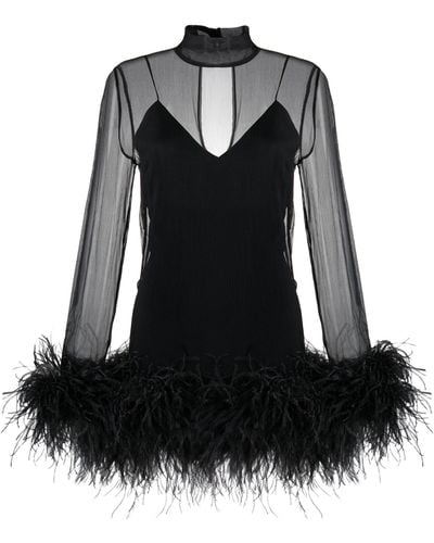 ‎Taller Marmo Feather-trimmed Minidress - Black