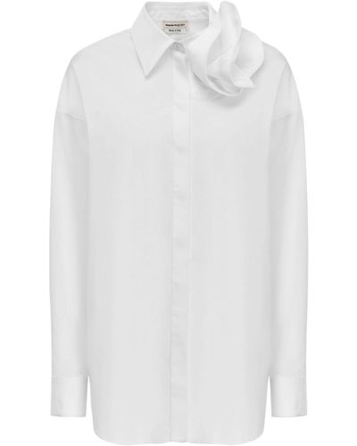 Alexander McQueen Rose-appliqué Shirt - White