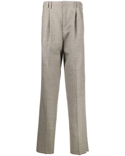 Zegna Neutral Tweed Tapered Trousers - Grey