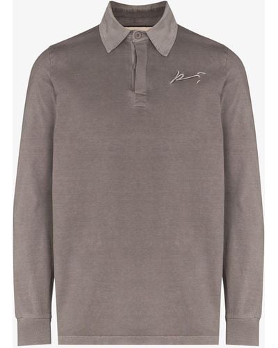 PREVU Pigment Dye Cotton Polo Shirt - Gray