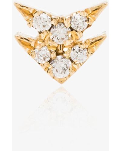 Lizzie Mandler 18k Yellow Double Arrow Diamond Stud Earring - Metallic