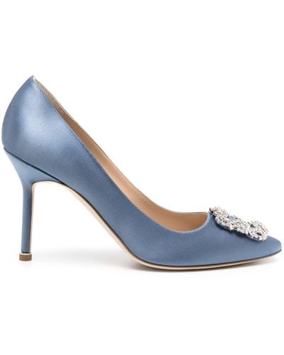 Manolo Blahnik Imperial Satin Court Shoes - Blue