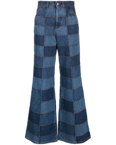 Chloé Patchwork Wide-leg Jeans - Blue