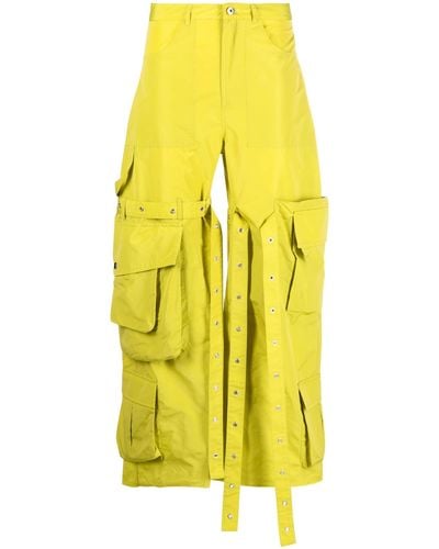 Marques'Almeida Multiple-pocket Strap-detail Wide-leg Trousers - Yellow