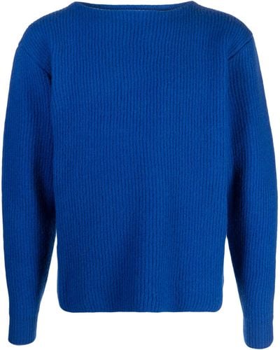AURALEE Milled Ribbed Wool Sweater - Men's - Wool - Blue