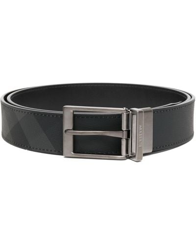 Burberry Reversible Check-print Leather Belt - Black