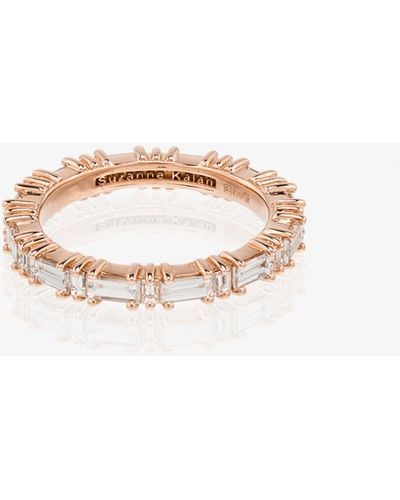 Suzanne Kalan 18kt Rose Gold Horizontal Baguette Diamond Ring - White