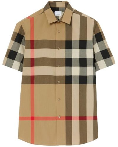 Burberry Somerton Vintage Check Stretch-cotton Shirt - Natural