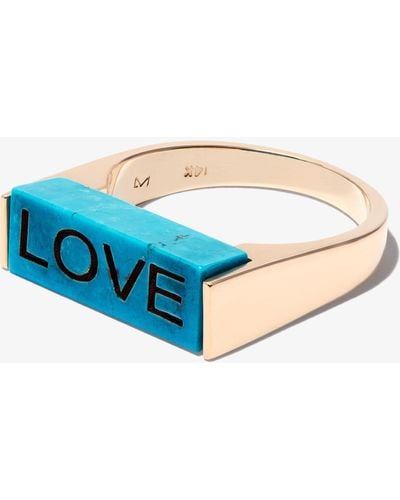 Luis Morais 14k Yellow Love Turquoise Ring - Blue