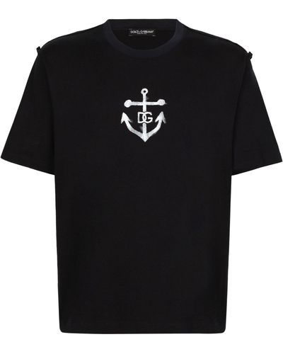 Dolce & Gabbana T-Shirt With Marina Print - Black