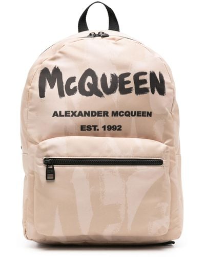 Alexander McQueen ‘Metropolitan’ Backpack With Logo - Natural