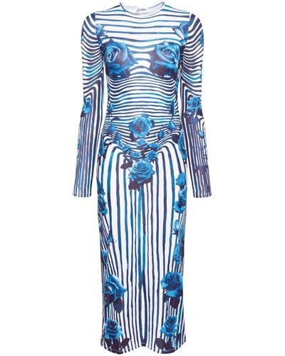 Jean Paul Gaultier Flower Maxi Dress - Blue