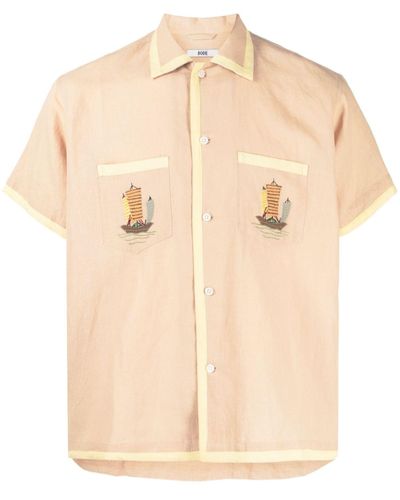 Bode Boat-embroidered Shirt - Natural