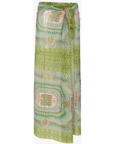 Jean Paul Gaultier Green The Banknote Printed Tulle Wrap Skirt
