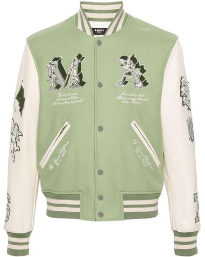 Amiri White And Multiple Patches Bomber Jacket - Green