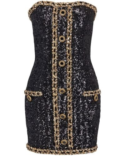 Balmain Sequin-embellishment Bustier Minidress - Black