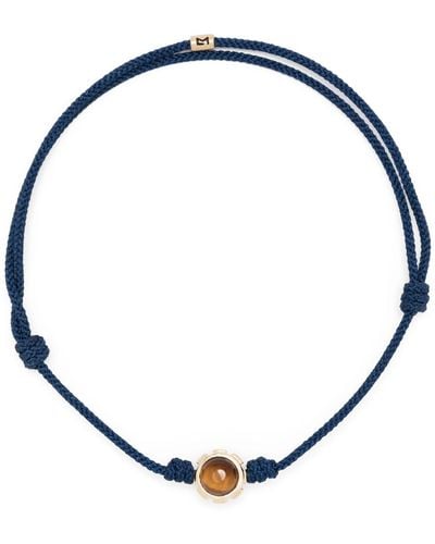 Luis Morais 14k Yellow Rotary Cord Gemstone Bracelet - Men's - Lapis Lazuli/14kt /tiger Eye/fabric - Blue