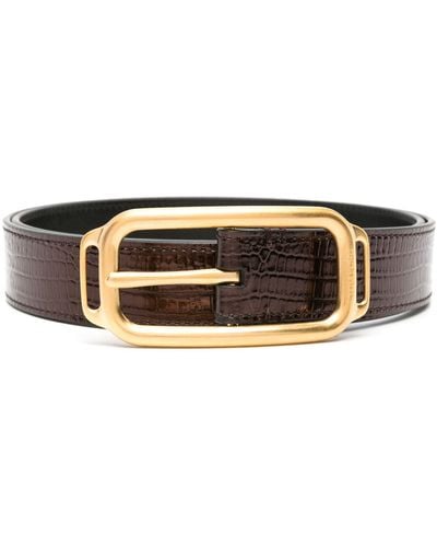 Tom Ford Crocodile-embossed Leather Belt - Brown