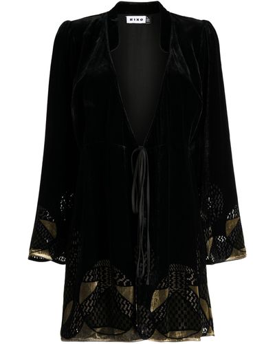 RIXO London Iris Velvet Short Dress - Black