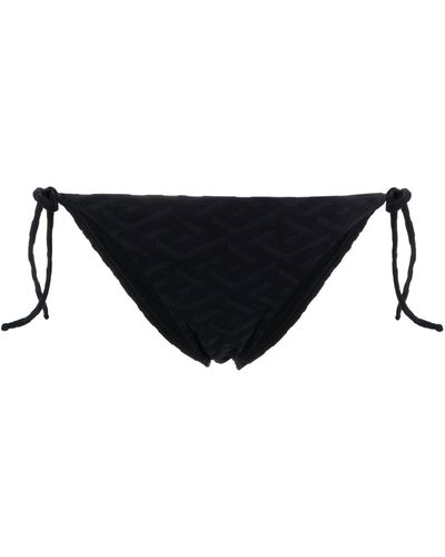 Versace Vita Jacquard-trimmed Bikini Briefs - Black