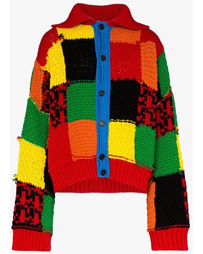 JW Anderson Colourblock Patchwork Cardigan - Red