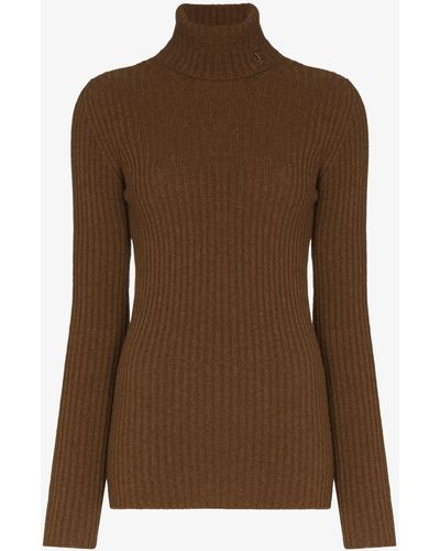 Saint Laurent Ribbed Knit Wool Sweater - Women's - Cashmere/wool - Brown