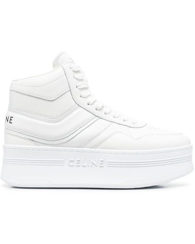 Celine Platform Leather Sneakers - Women's - Fabric/rubber/calfskin - White