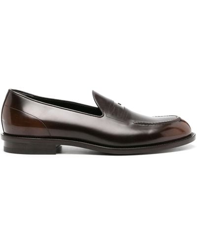 Fendi Ff-embossed Patent Leather Loafers - Brown