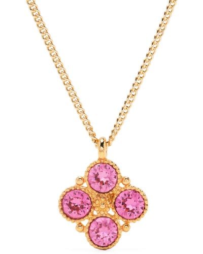 Kenneth Jay Lane -tone Crystal Pendant Necklace - Pink