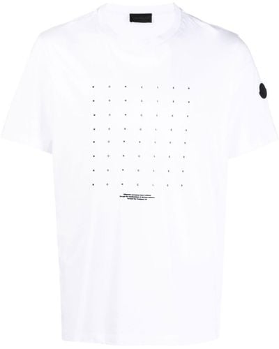 Moncler Grid Logo-print Cotton T-shirt - White