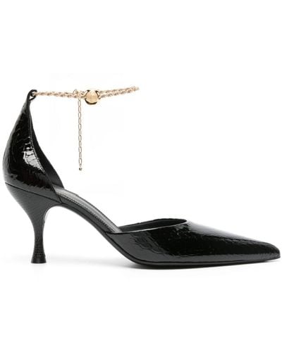 Ferragamo 70 Snakeskin-effect Leather Court Shoes - Black