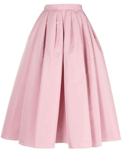 Alexander McQueen Pleated Flared Skirt - Women's - Polyester - Pink