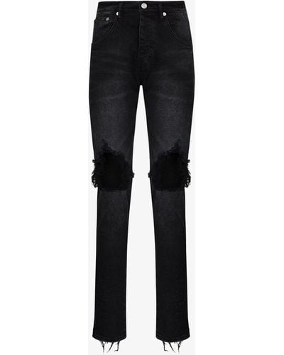 Purple Brand P002 Wash Blowout Tapered Jeans - Black