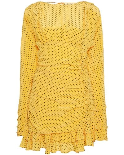 Alessandra Rich Polka Dot Silk Dress - Women's - Acetate/silk/elastane - Yellow