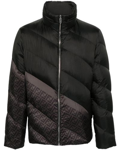 Fendi Diagonal Casual Jackets, Parka - Black