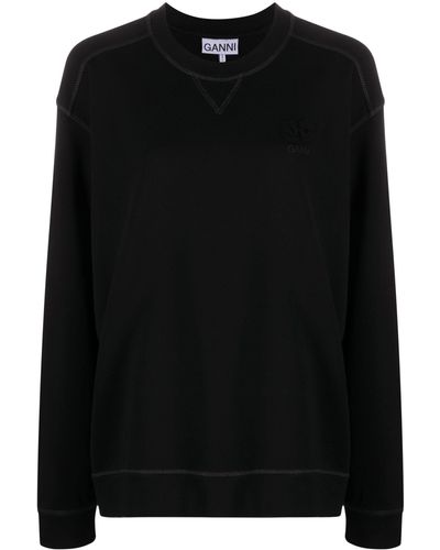 Ganni Organic Cotton Crewneck Sweatshirt - Black