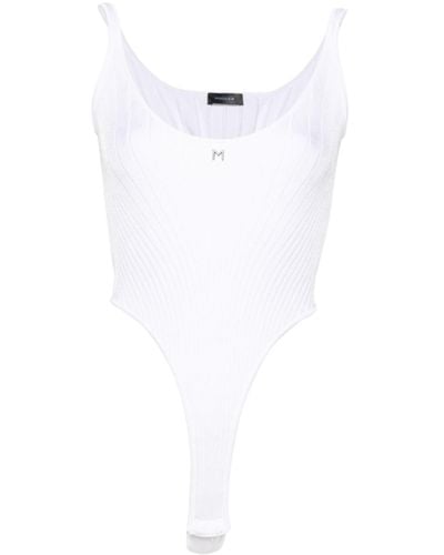 Mugler Ribbed Tank Bodysuit - Women's - Viscose/polyamide/spandex/elastane/cottonspandex/elastane - White