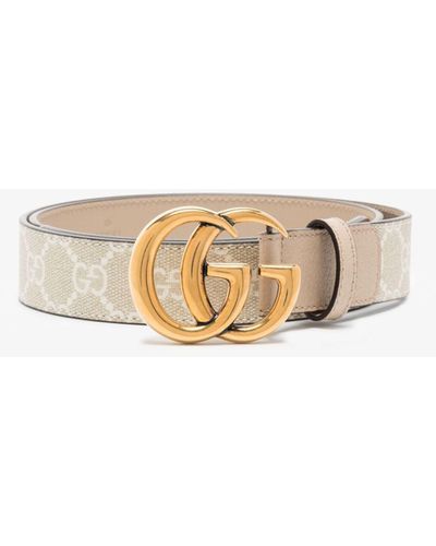 Gucci gg Marmont Leather And Canvas Belt - White