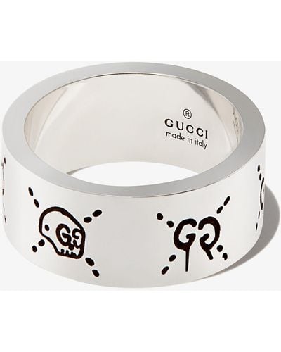 Gucci Sterling Ghost Wide Band Ring - White