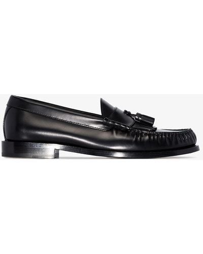 Celine Luco Tassel Leather Loafers - Black