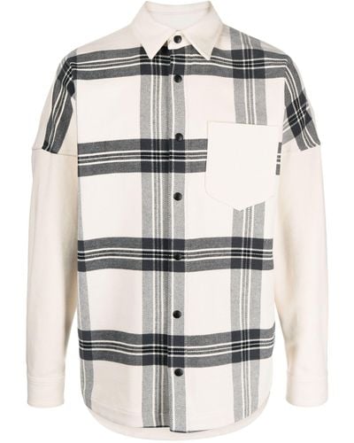 Palm Angels Neutral Plaid-pattern Flannel Shirt - Men's - Cotton/polyester - Grey