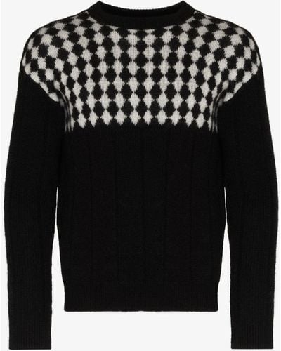 Saint Laurent Diamond Jacquard Sweater - Men's - Polyamide/mohair/wool - Black