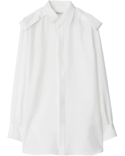 Burberry Women's Shoulder Button Silk Shirt - White