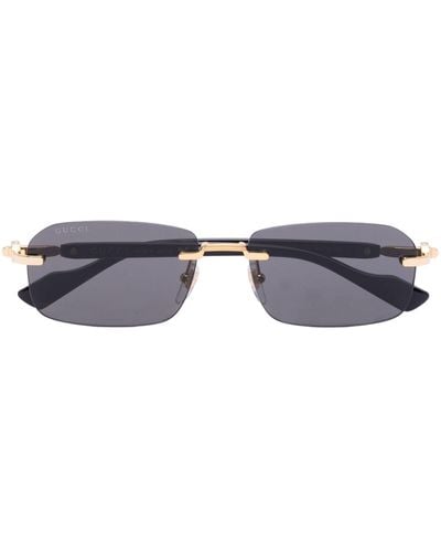 Gucci Rimless Rectangle-frame Sunglasses - Blue