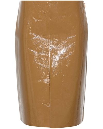 Gucci Split-hem Leather Skirt - Brown