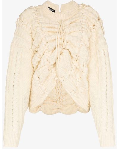 Y. Project Lace-up Cable Knit Wool Sweater - Natural