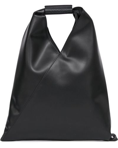MM6 by Maison Martin Margiela Small Japanese Leather Tote Bag - Black