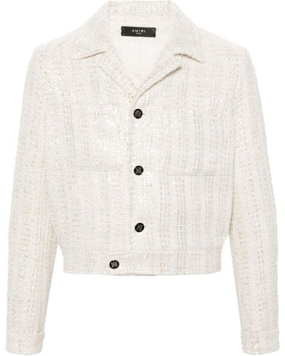 Amiri White Sequinned Bouclé Jacket - Men's - Cupro/polyester/wool